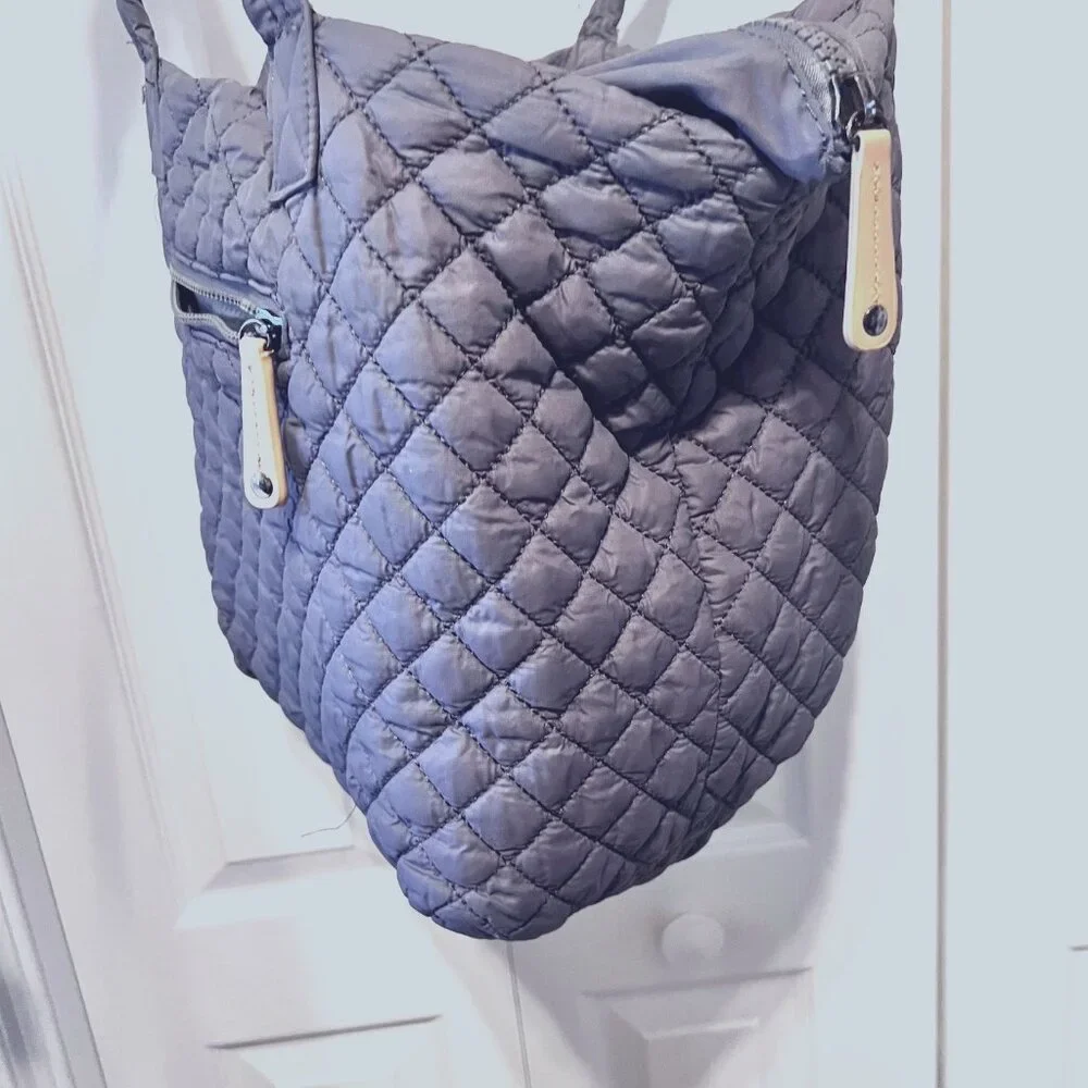 Urbanfit by Urban Expressions Tote Lightweight Bag-Gray Quilted-Large-Versatile - Picture 5 of 13